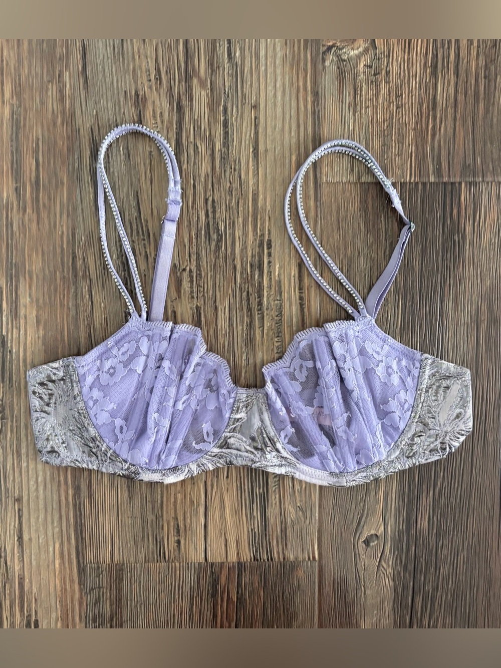 Victorias Secret Dream Angels Push-Up No Padding Bra 34C Purple Silver Bedazzled
